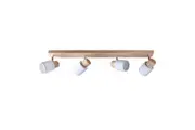 Terra 4-Light Wooden Base Ceiling Spot Light Lamp White/Natural