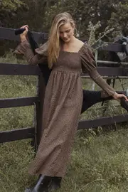 [PUP3] Cyrena Maxi Dress - Brown Check XS Brown