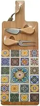 Kitchen Wooden Serving Alexa Cheese Board with Knife & Fork Set