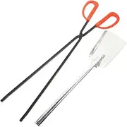1 Set Log Grabber with Shovel: Long Firewood Tongs Iron Fire Pit Tool for Outdoor Indoor Campfire Bonfire Heavy Duty Barbecue Stove Charcoal Clip Grill Accessory