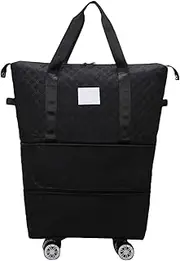 [Yabauuop] Folding Travel Bag Expandable, Travel Bag with Wheels Carry On Duffel Bag, Expandable Carry On Luggage Duffel Bag Suitcase for Parents Travel