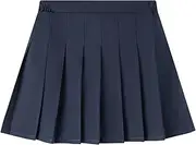 [HILEELANG] Girl School Uniform Pleated Scooter Skirt with Under Shorts Pull On Elastic Waist Skirt