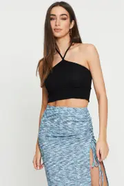 Black Cross Front Top Sleeveless - Size M, Women's Singlet Crop