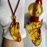 Natural amber Pendant SHARK TOOTH with INCLUSIONS, handmade gift collectible