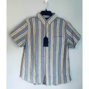 Ben Sherman Button Down Mens Shirt Medium Blue and Green