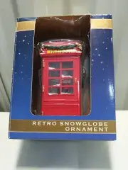 Mr. Christmas Telephone Booth Snow Globe Santa Ornament Plays Joy To The World!