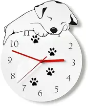 KOLYMAX 3D Cute Wall Clock Non-Ticking Silent Kids Room Decorative Clock with Unique Lovely Cartoon Shape - Puppy Dog 12inch (White)
