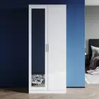 2 Door Wardrobe With Mirror High Gloss Storage Cupboard Furniture White