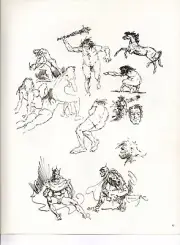 1980 full Black & White Plate "Caveman & Women" Frank Frazetta Fantastic Print