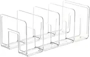 Clear Acrylic Desk File Sorter,Acrylic Clear Purse Organizers,4-Section Clear Desktop File Folder Holder Organizer,Acrylic File Sorter,Thick Office Storage Stand Rack for Book, Envelopes,White