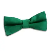 Emerald Green Satin Plain Solid Boys Kids Childrens Pre-Tied Bow Tie by DQT