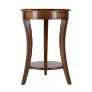 Aimilios End Table, Solid Wood, Curved Legs Lower Shelf, Classic Design, 18" Top