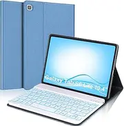 Samsung Galaxy Tab S6 Lite 10.4 Inch 2022/2020 Case with Keyboard, Smart 7 Colors Backlight and Detachable Wireless Bluetooth Keyboard & PU Folio Stand Cover for Tab SM-P610/P613/P615/P619, Blue