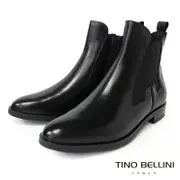 Tino Bellini 波士尼亞進口皮紋拼接切爾西短靴FWMT007-1(黑色)