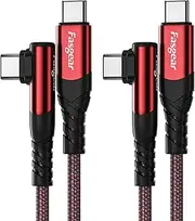 Fasgear USB C to USB C Cable 2 Pack 3ft 60W Fast Charging USB 2.0 Type C PD Cable 90 Degree Charger Compatible for Galaxy S22/S21/S20 Ultra Pixel 6 Mac-Book Air i-Pad Pro 2020/2021/Mini6 (1m, Red)