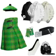 Scottish Tartan Kilt Set 8 Yards 9-Pieces kilt accessories for Men Outfit