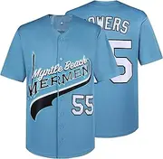 [kioken] Kenny Powers Jerseys #55 Myrtle Beach Mermen Baseball Jersey Button Down Shirt Movie Baseball Jersey for Mens