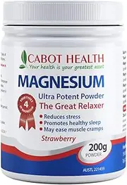 Cabot Health Magnesium Ultra Potent Powder, Strawberry, 200 Grams