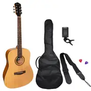 Martinez Left Hand '41 Series' Dreadnought Acoustic Guitar Pack (Spruce / Koa)