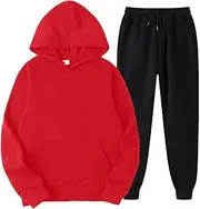 [Qiyifuwang] Women Trendy Outfits Tracksuit Sets, Two Piece Long Sleeve Pullover Tops & Jogger Pants Sport Clothing Loungewear Red,XX-Large, #02_red, XX-Large
