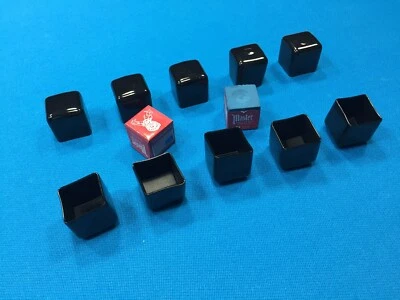 10 Black Billiard Pool Cue Chalk Cup Holders for Pocket Chalkers