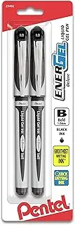 Pentel EnerGel Gel Ink Pen, (1.0mm), Bold Point, Metal Tip, Black Ink, 2 Pack (BL60BP2A)