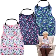 Pedobi Adult Bibs-3 Pcs Washable Clothing Protector with Upgraded Crumb Catcher