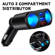 Car Dual USB Port Outlet Socket Chargers Cigarette Lighter Power Adapter Black