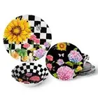 12Piece Melamine Dinnerware Set Include Plates Dishes and Bowls Service for 4 BP