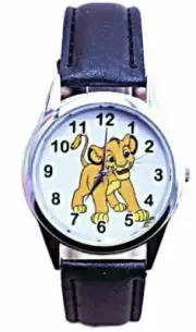 The Lion King Simba Character Black Leather Band Wrist Watch
