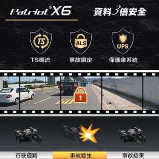 PATRIOT 愛國者 X6 Wi-Fi 雙鏡頭機車行車記錄器 SONY感光元件 4K高畫質 贈128G 記憶