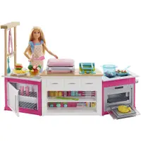 在飛比找PChome24h購物優惠-芭比廚房遊戲組合連娃娃