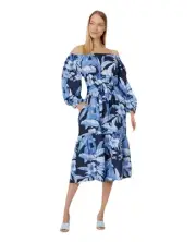 Tommy Bahama Daybreak Hibiscus Dress Island Navy Gauze Ladies Small NWT