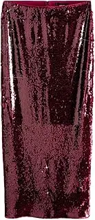 [Generic] Party Shirt Sequin Elastic Waist Slit Maxi Skirt 2-Piece Suit, Women Sequin Top Maxi Skirt Set Clubwear