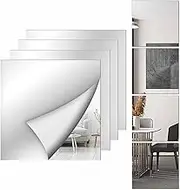 Home Gym Wall Mirrors 12 x 12inch - 4Pcs Wall Mounted Mirror Glass Frameless Full Length Mirror Tiles Full Body Mirror for Bedroom for Home Gym, Bedroom, Door & Bathroom