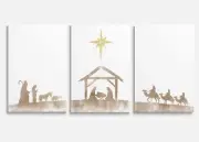 SKYSUKEY Nativity Scene Wall Art, Jesus Christ in a Manger, Religious Christm...
