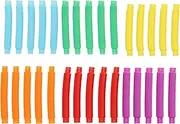 30 Pack Pop Tubes Sensory Toys, Pop Tubes Yellow Orange Blue Purple Green 17mm Stretchable Bendable Pull Tube Toy