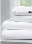 NWT Lacoste 100% Cotton Percale Sheet Set, Solid, White Color in Size Queen