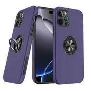 For Apple iPhone 15/ 14/ 13 Silicon With Ring Stand Shockproof Case Heavy Duty Protective Back Cover (Purple)
