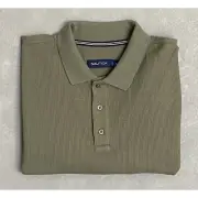 Nautica Men's XL Short Sleeve Polo Shirt Basket Weave Urban Camo Green NEW