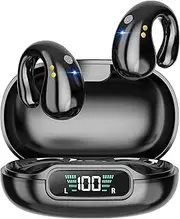 Open Ear Clip Headphones, Wireless Earbuds Bluetooth 5.3 Sports Earphones Built-in Mic with Ear Hooks, 36H Playtime Charging Case LED Display, IP7 Waterproof Fitness Ear Buds for Running