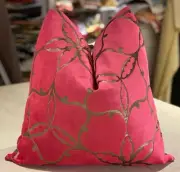 PAIR HARLEQUIN BLUSH COFFEE "PASHA" ENGLISH CUT VELVET CUSTOM PILLOWS