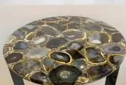 Round Agate Stone Cafeteria Table, Agate Gemstone Coffee Table, Living Room Deco