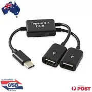 USB 3.1 Type C to Dual USB 2.0 Port Hub Adapter Converter for Macbook PC Tablet