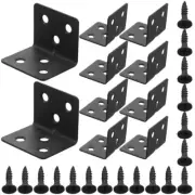 10 Pcs Corner Code L Shaped Bracket Brace with Screws for Wooden Shelves Chairs