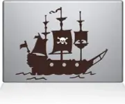 The Decal Guru Pirate Ship MacBook Decal Vinyl Sticker - 13" MacBook Pro - Brown