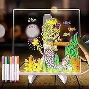 Acrylic Dry Erase Board with Light, Led Note Board with Colors, 7.8 * 7.8" Acrylic Led Writing Drawing Board, Glowing Acrylic Desk Message Board with Stand