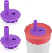 2pcs Flexible Straw for Owala Kids Water Bottle 12/15oz, Flower Pattern Soft Lid Straw Accessories for Owala Toddler Insulation Stainless Steel Tumbler 12oz, Plastic Bottle 15oz, BPA-Free(Purple)