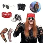 Mans Retro 80s Party Metal Rockstar Rock Roll Cosplay Headband Accessories Set∝