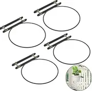 Vercome Hanging Flower Pots Holder Deck Railing Plant Container Holder for Round Pot Planters (10") Hanging Bucket Flower Pot Holder for Patio Balcony Outdoor Plants 4 Pack